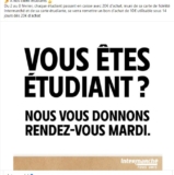 Intermarche : 10€ offerts pour 20 d&rsquo;achats pour les etudiants du 2 au 8 fevrier