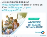 Internet illimité 3G 4G pour les abonnés bouygues du 11 au 14 juillet