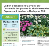 Bon d&rsquo;achat de 30 euros à moitié prix à utiliser pour acheter des plantes sur le site d&rsquo;une jardinerie en ligne
