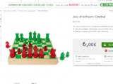 Jeu d’echecs en bois pas cher à 6 euros port inclus