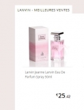Eau de parfum Lanvin 50ml autour de 21.5 euros avec en prime un shampoing