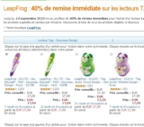 Jeux éducatifs: 40% de remise sur les lecteurs TAG de leapfrog (17 euros au lieu de 30)
