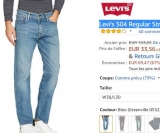 Bon plan Jeans LEVIS 504 pour hommes à 33€