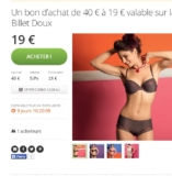 Offre Lingerie Billet Doux : 19 euros le bon d&rsquo;achat de 40