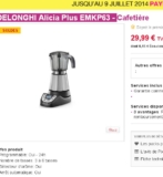 Machine à café programmable Delonghi Alicia plus à 30 euros au lieu de plus du double