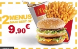 Bon plan McDonald&rsquo;s : 1€ le bon pour avoir 2 menus maxi best of pour 9.9€