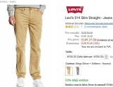Mega affaire : jeans droit levis hommes à moins de 24 euros faire vite