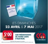 Bon plan cinema MEGA CGR les 23 avril et 7 mai : seance à 5€ sur présentation de la carte d&rsquo;électeur