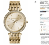 Grosse réduction sur la montre Michael Kors DARCI femmes à moins de 100€