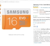 Bon prix carte mémoire micro sd : 6.76 la samsung 16go classe 10