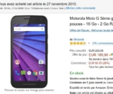 Bon plan smartphone motorola moto G 16go  à 159 euros le 11 novembre