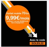 Bon plan forfait mobile ORANGE illimité + 70Go (France et Europe )  pas cher à 9.99€ par mois ! (sans engagement)