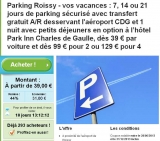 Parking pour l’aéroport de Roissy : 39 euros la semaine