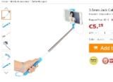 Perche à selfie pas chère à 5.25 euros port inclus