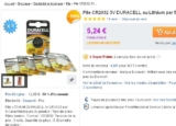 5 Piles Duracell CR2032 pas chères  pour 5.24 euros port inclus