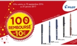Stylos Pilot 100% remboursés dans la limite de 10€