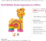 Jouet d&rsquo;éveil Playskool Girafe j&rsquo;apprend les chiffres à 7.9euros contre le double voire bien plus ailleurs