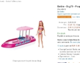 Jouets pas cher: poupée barbie avec bateau à 10 euros