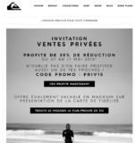Réduction de 30 pourcent chez quiksilver, roxy, dc shoes .. jusqu&rsquo;au 17 mai