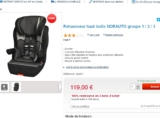 Siege Rehausseur auto à 119 euros mais remboursé en bons d&rsquo;achats