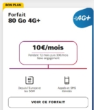 Forfait mobile SFR illimité  80Go à 10€ par mois au lieu de 30€ (20€ de réduction ) – sans engagement