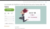 Billets pour la tournée 2015 de Shym à 18 euros