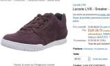Mega affaire : Chaussures Cuir Lacoste Live pour femmes à 29.7€ (faire vite)