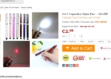2.08 euros le Stylo laser 4 fonctions