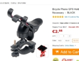 Support smartphone pour vélo pas cher à 2.66 euros port inclus