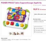 Bon plan jouets bébé : table fisher price apptivity à 18 euros contre le double voire plus ailleurs