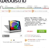 Super affaire tablette 10 pouces lenovo yoga qui revient entre 74 et 94 euros  .. le 7 octobre