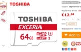Carte mémoire micro sd 64go toshiba pas chère à 12.21€.. mega affaire