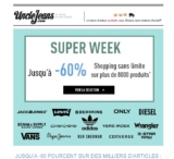 Mode:  jusqu&rsquo;à 60 pourcent de remise sur le site unclejeans jusqu&rsquo;au 28 avril