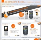 Vente flash orange :  Nokia c3 qui revient à 39 euros, Nokia C1 à 24 euros sans engagement